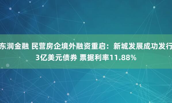 东润金融 民营房企境外融资重启：新城发展成功发行3亿美元债券 票据利率11.88%