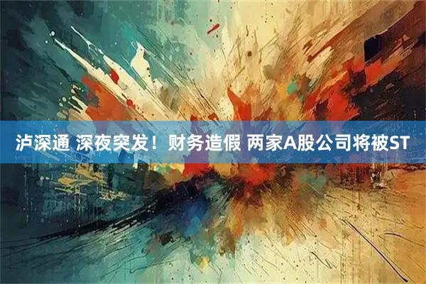 泸深通 深夜突发!财务造假 两家A股公司将被ST