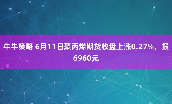 牛牛策略 6月11日聚丙烯期货收盘上涨0.27%,报6960元